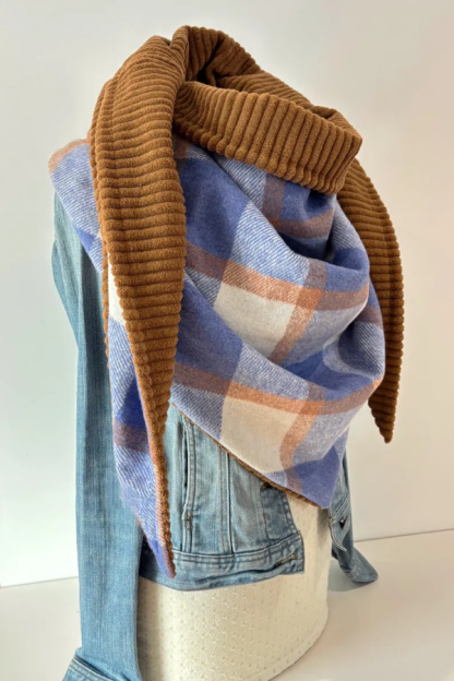 Western Denim Plaid Double-Sided Warm Neck Hood Warm Neck Cover