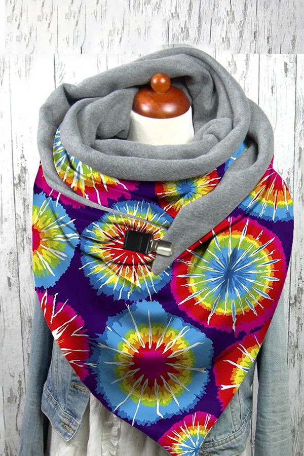 Women's Western Denim Tie-dye Printing Warm Neck Hood Warm Neck Cover 22 * 100com
