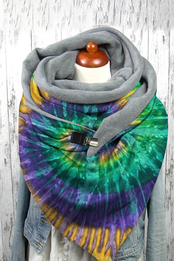 Women's Western Denim Tie-dye Printing Warm Neck Hood Warm Neck Cover 22 * 100com