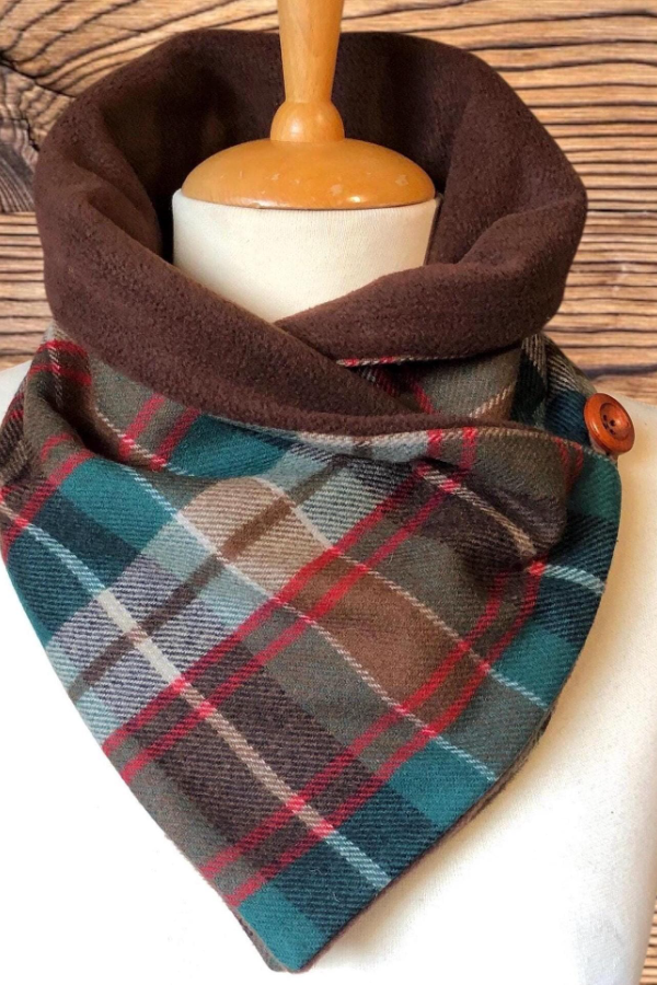 Plaid Double-layer Warm Scarf 23 * 90com