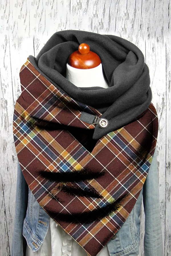 Women's Western Denim Plaid Warm Neck Hood Warm Neck Cover 22 * 100com