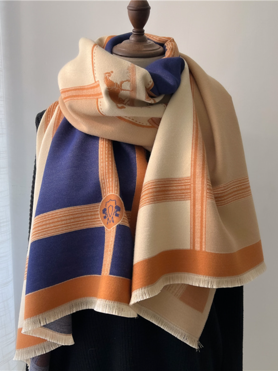 Boho Style Horse Pattern Fringe Trim Design Scarf