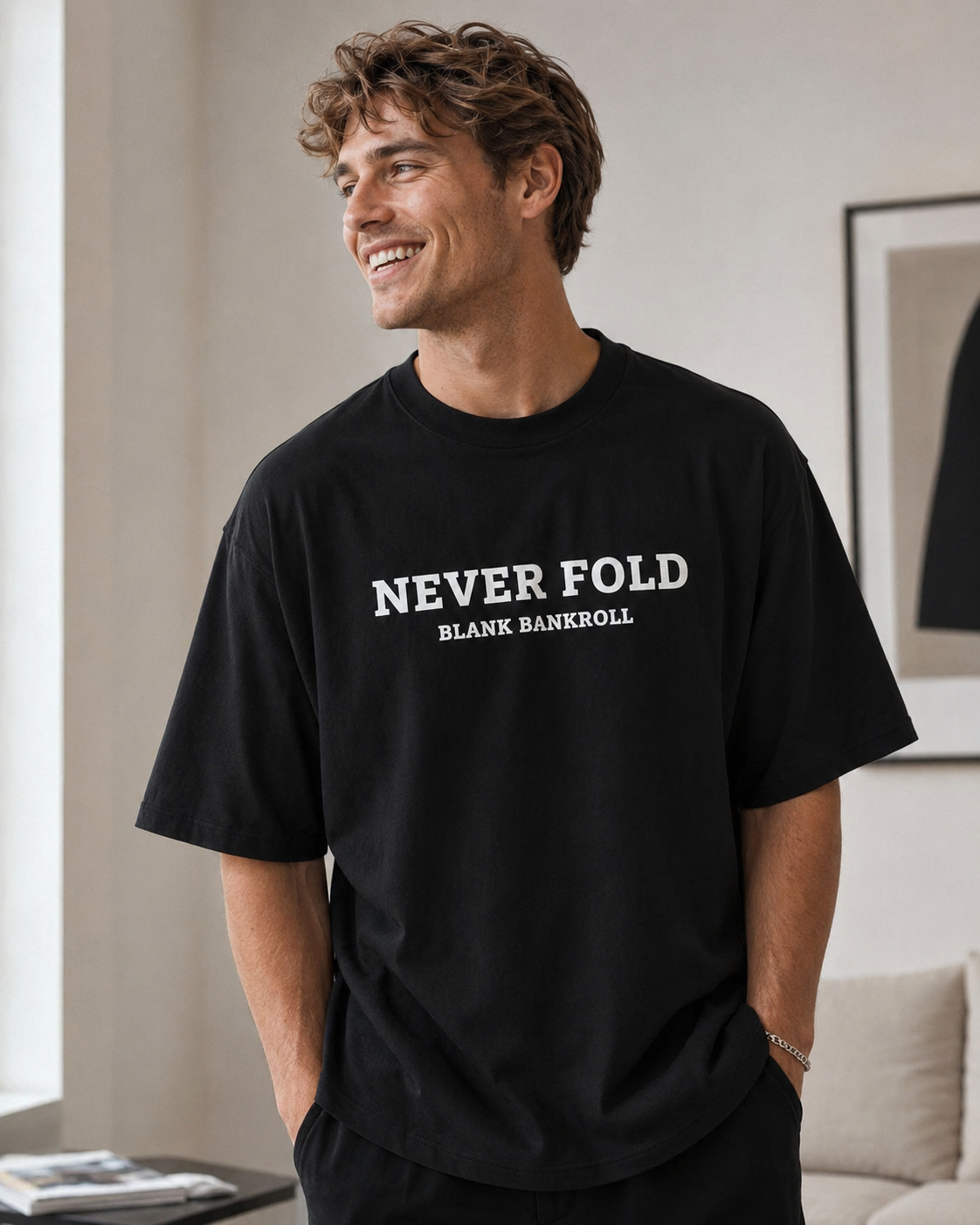 ‘’Never Fold’ Heavyweight Poker Graphic Tee