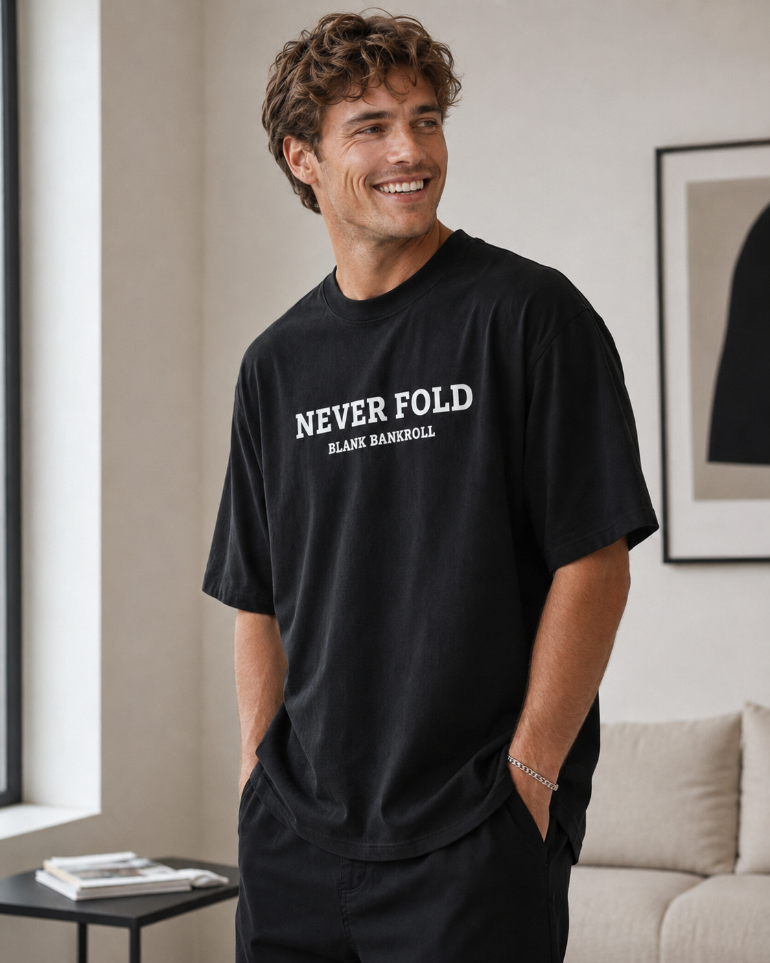 ‘’Never Fold’ Heavyweight Poker Graphic Tee