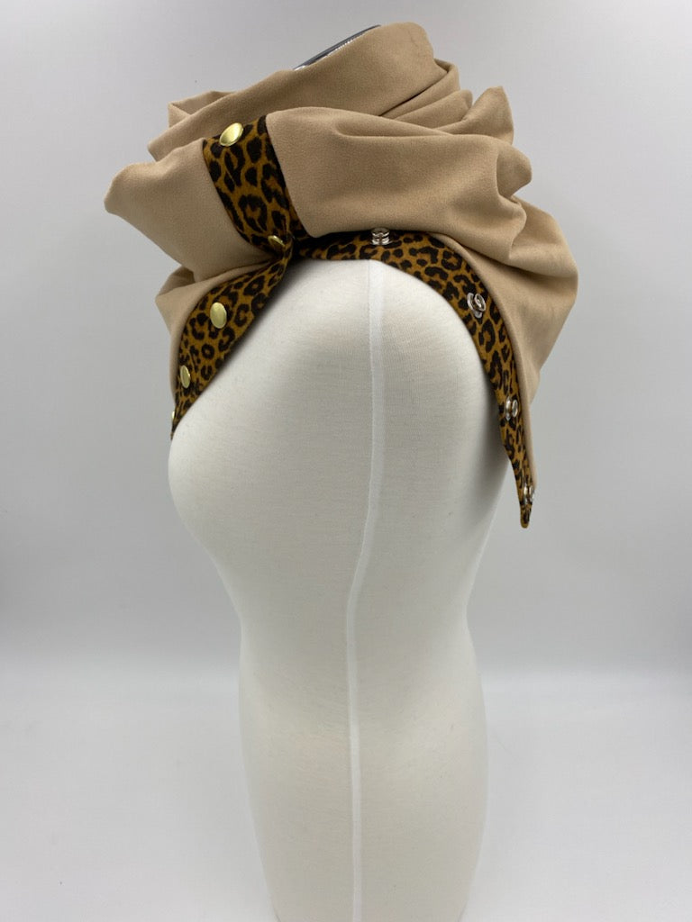 Solid leopard print patchwork scarf