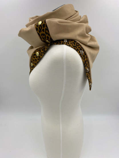 Solid leopard print patchwork scarf