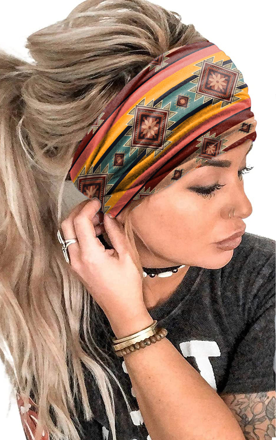 Women's Boho Twist Headbands – Soft Stretchy Wide Hair Bands for Yoga, Festivals and Casual Wear