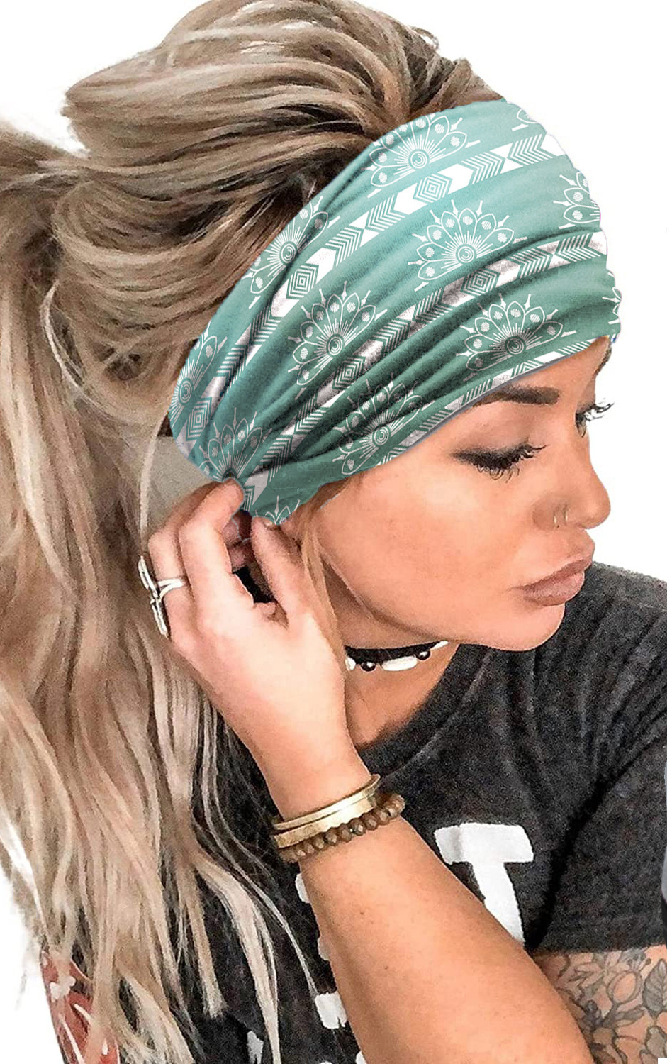 Women's Boho Twist Headbands – Soft Stretchy Wide Hair Bands for Yoga, Festivals and Casual Wear