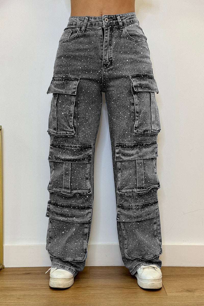 Women's Multi-pocket Rhinestone Casual Jeans --(SIZE:EU36-50)