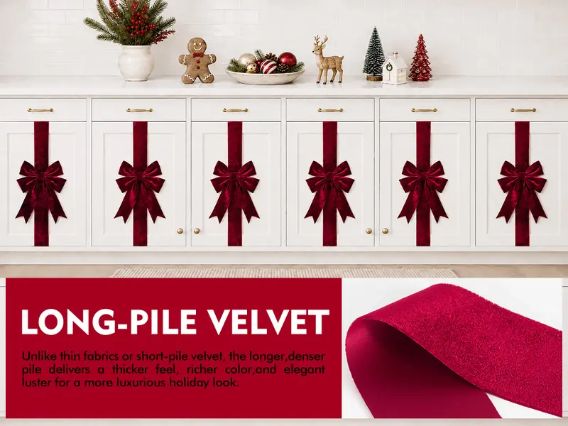 Senjie 4PCS Velvet Christmas Cabinet Bows, Large Burgundy Cabinet Door Ribbons for Kitchen Cabinets, Holiday Home Decor,Christmas Gift Senjie 4PCS Velvet Christmas Cabinet Bows, Large Burgundy Cabinet Door Ribbons for Kitchen Cabinets, Holiday Home Decor,Christmas Gift