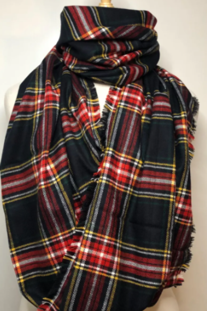 Tartan Plaid Infinity Scarf – Cozy Fall Winter Loop Scarf
