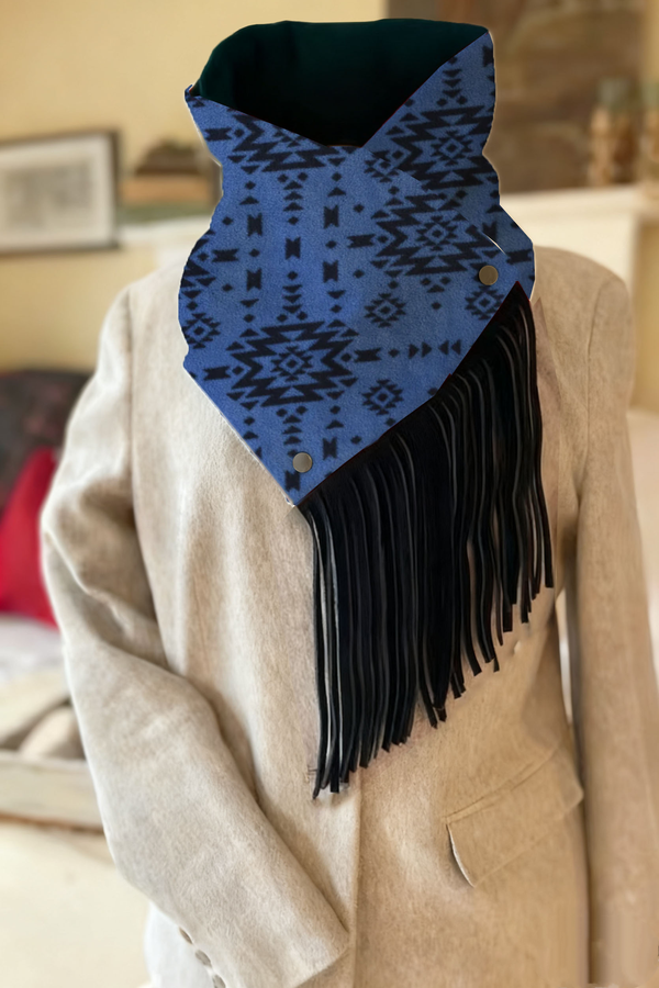Women's Western Fringed Shawl - Aztec Pattern