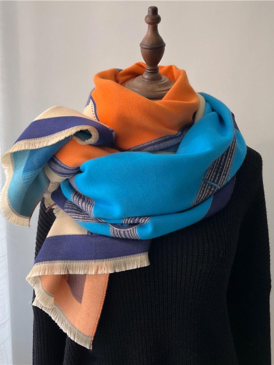 Boho Style Horse Pattern Fringe Trim Design Scarf