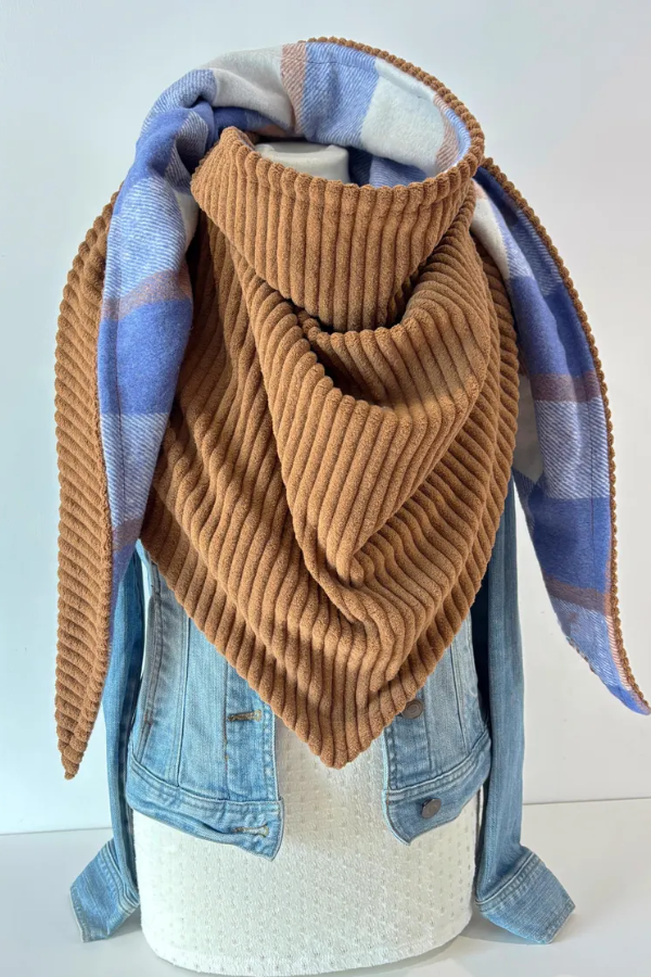 Western Denim Plaid Double-Sided Warm Neck Hood Warm Neck Cover