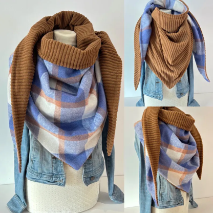 Western Denim Plaid Double-Sided Warm Neck Hood Warm Neck Cover