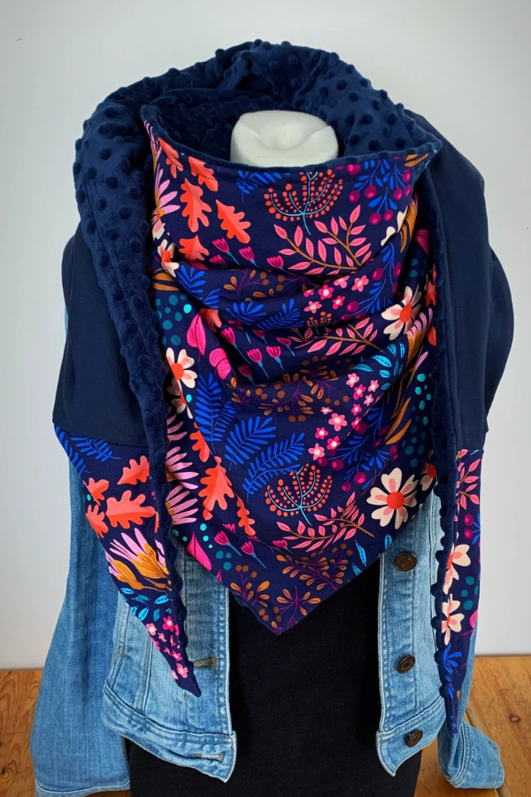 Western Denim Printed Patchwork Warm Neck Hood Warm Neck Cover