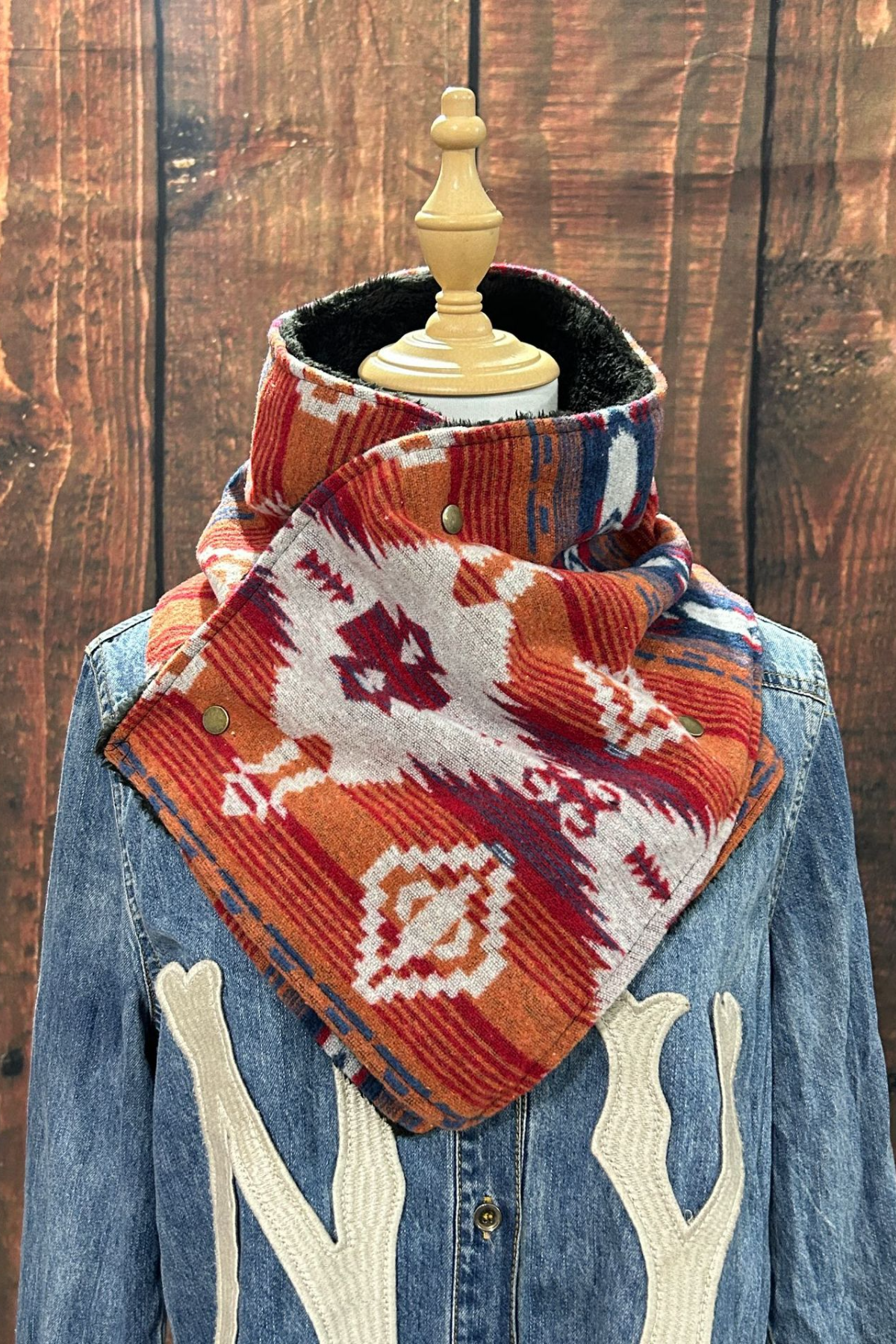 Women's Western Cowboy Aztec Warm Neck Hood