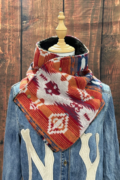 Women's Western Cowboy Aztec Warm Neck Hood
