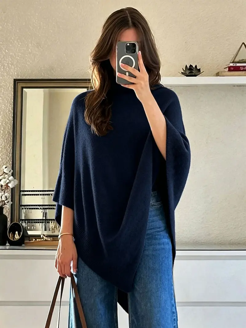 Women's Plain Loose Elegant Fashion Knit Shawl, Fall & Winter Mid-Weight Knit Wrap, Stylish Versatile Accessory for Ladies, Trendy Solid Shawl, Loose Fit Shawl