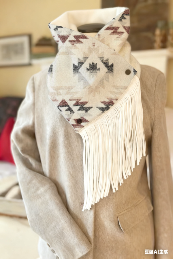 Women's Western Fringed Shawl - Aztec Pattern
