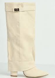 Taupe Faux Suede Slouchy Fold Over Shark Boots