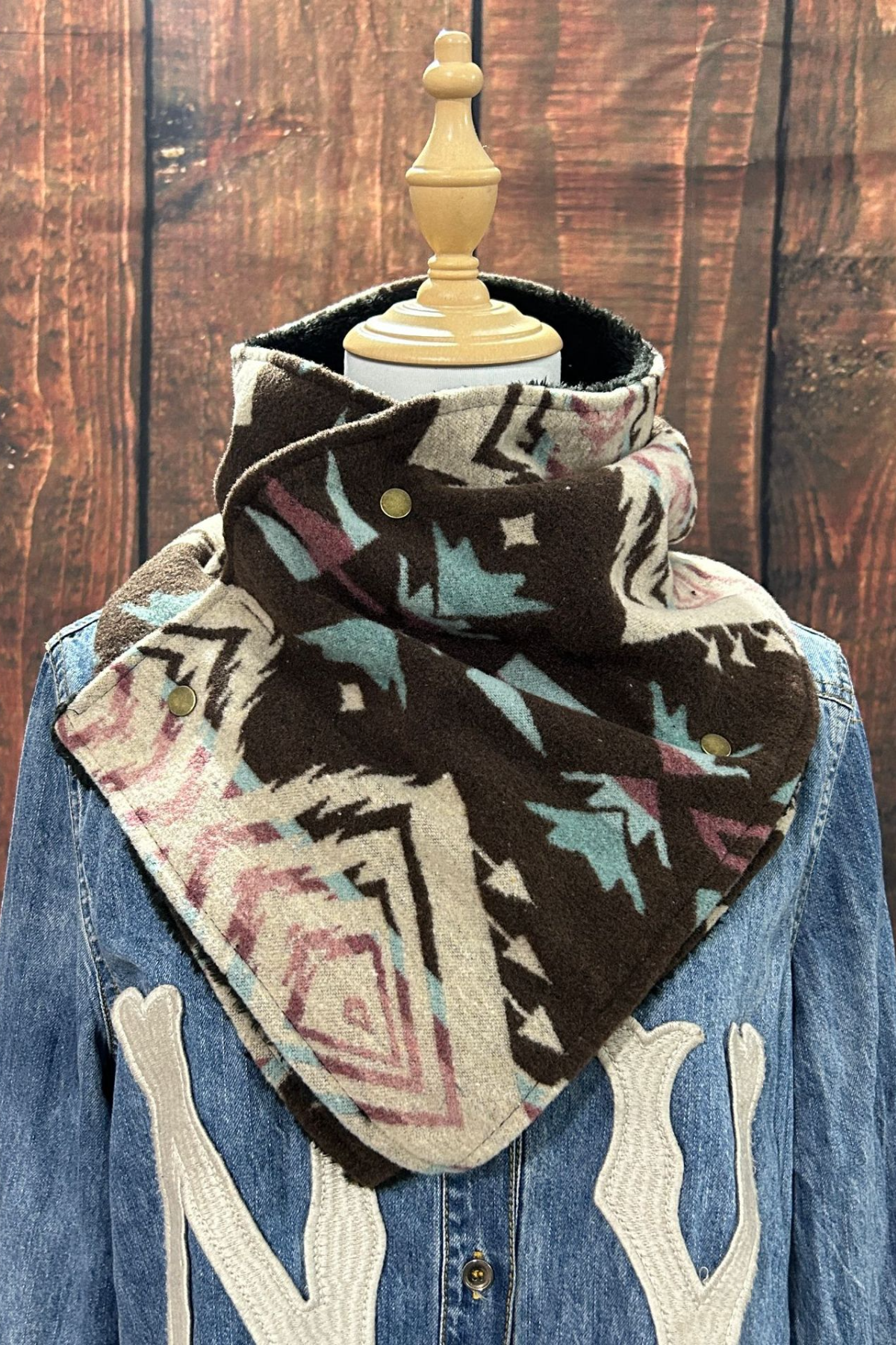 Women's Western Cowboy Aztec Warm Neck Hood