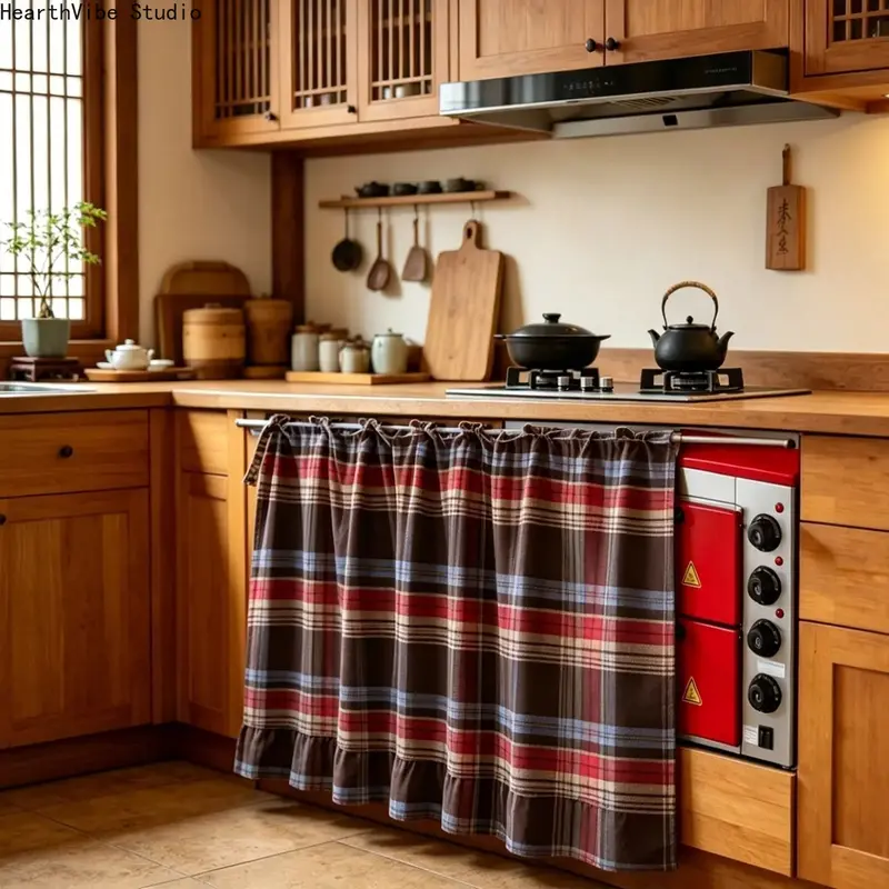 【Christmas Sale】Farmhouse-Style Kitchen Curtain Gingham & Floral Short Window Valance