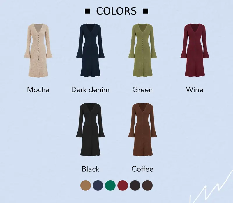 Cider Knit V-Neck Button Front Bell Sleeve Midi Dress