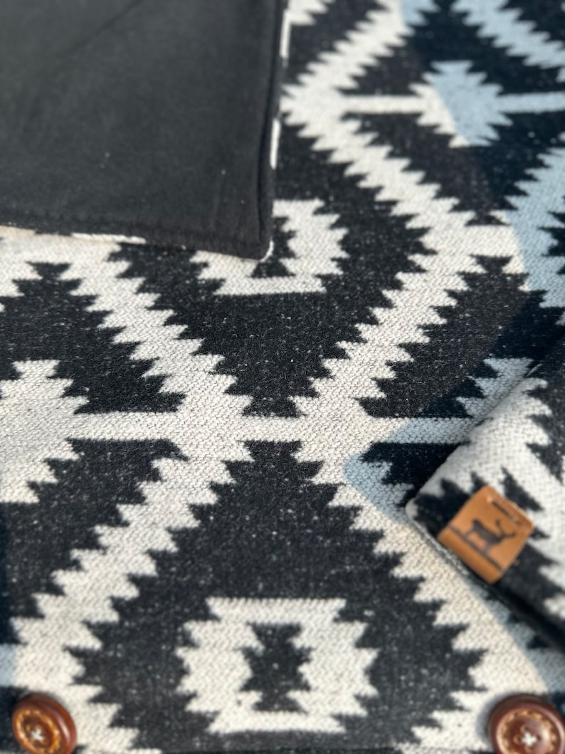Women's Black & White Western Aztec Warm Neck Hood