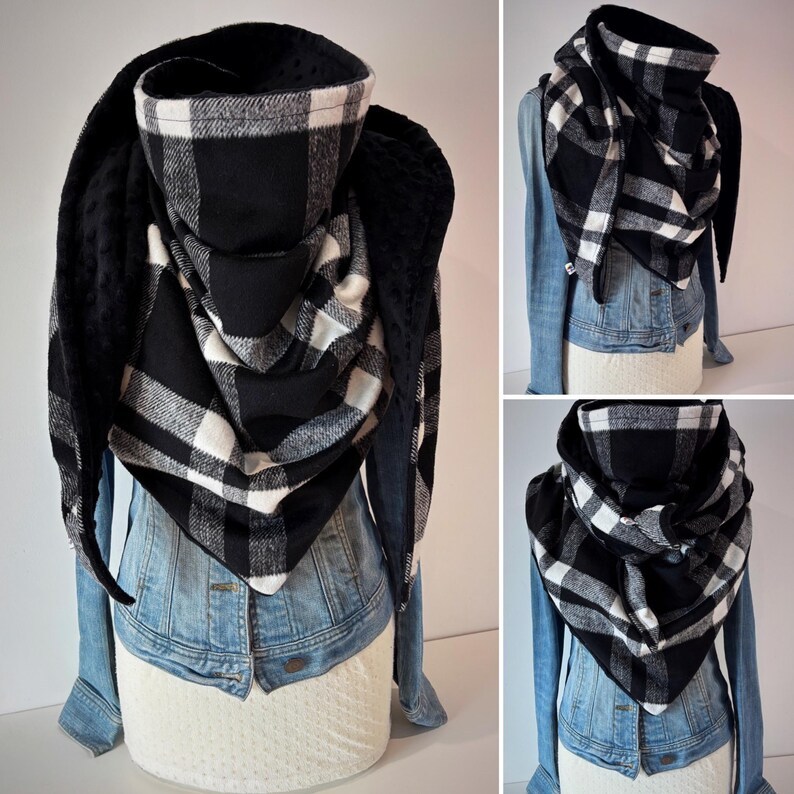 Western Denim Plaid Warm Neck Hood Warm Neck Cover
