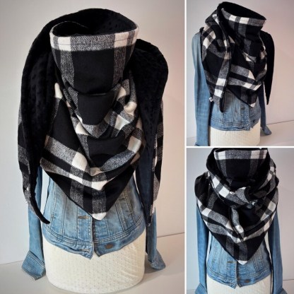 Western Denim Plaid Warm Neck Hood Warm Neck Cover