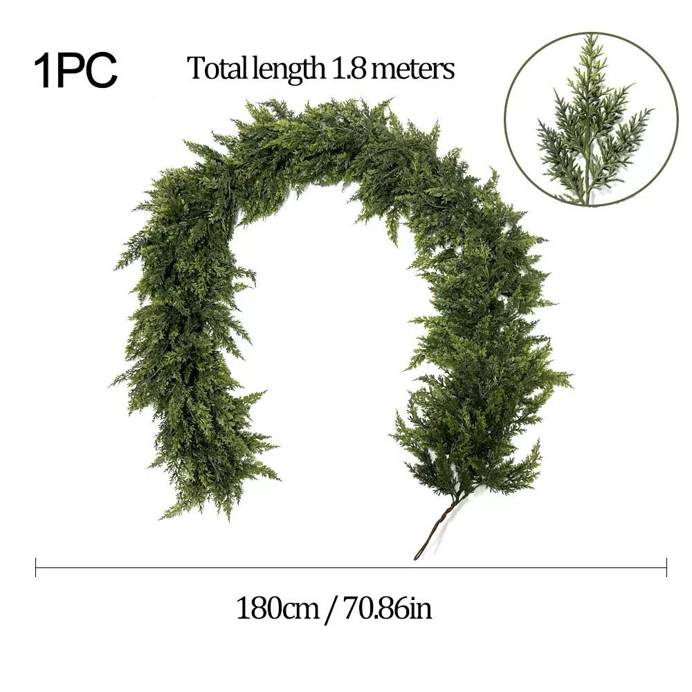 Artificial Cedar Garland — Crafted with "real-touch" technology; perfect for home decor, Christmas displays, and festive decorations for living rooms or outdoor spaces—a must-have for your Christmas wish list.