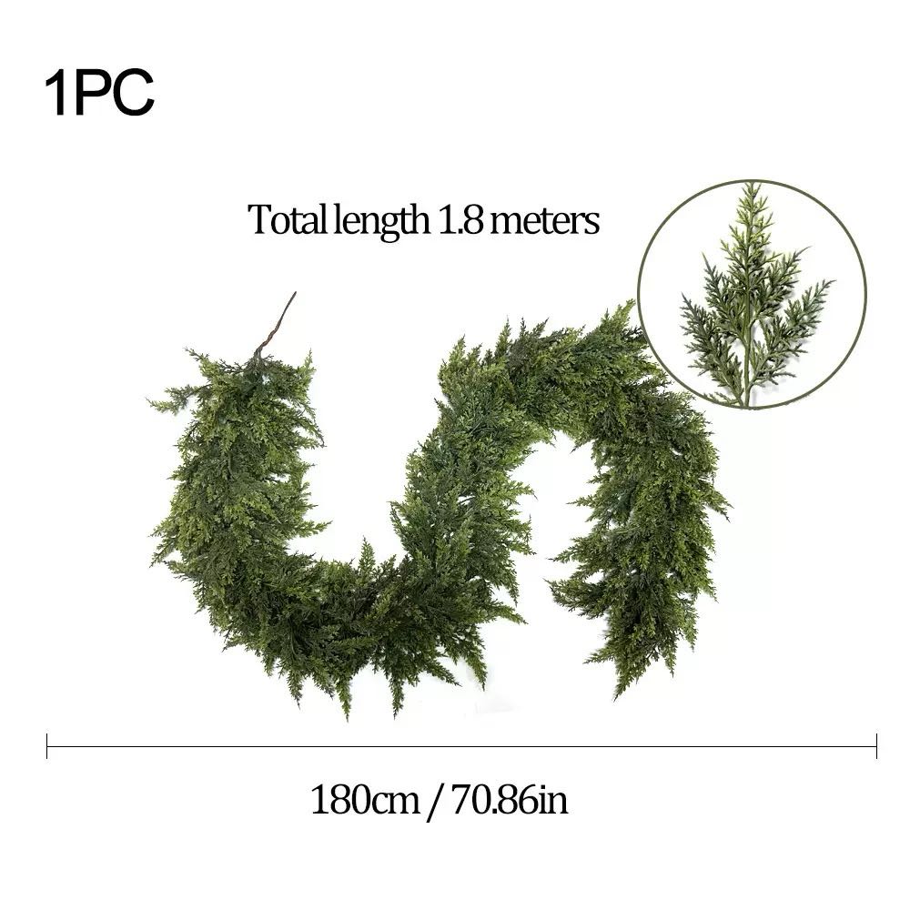 Artificial Cedar Garland — Crafted with "real-touch" technology; perfect for home decor, Christmas displays, and festive decorations for living rooms or outdoor spaces—a must-have for your Christmas wish list.