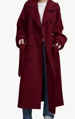 Chouyatou Women's Winter Wool-Blend Coat, Notched Lapel, Double-Breasted, Long Sleeve