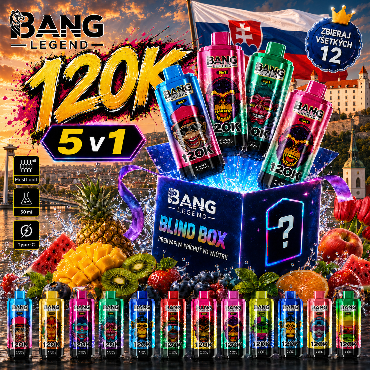 Bang jednorazová vape 120 000 potiahnutí (120 tisíc potiahnutí)​