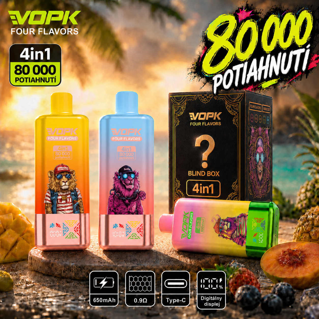 Najsilnejší upgrade! VOPK 80 000 potiahnutí – 4 príchute v jednom zariadení | Najlepší pomer ceny a výkonu