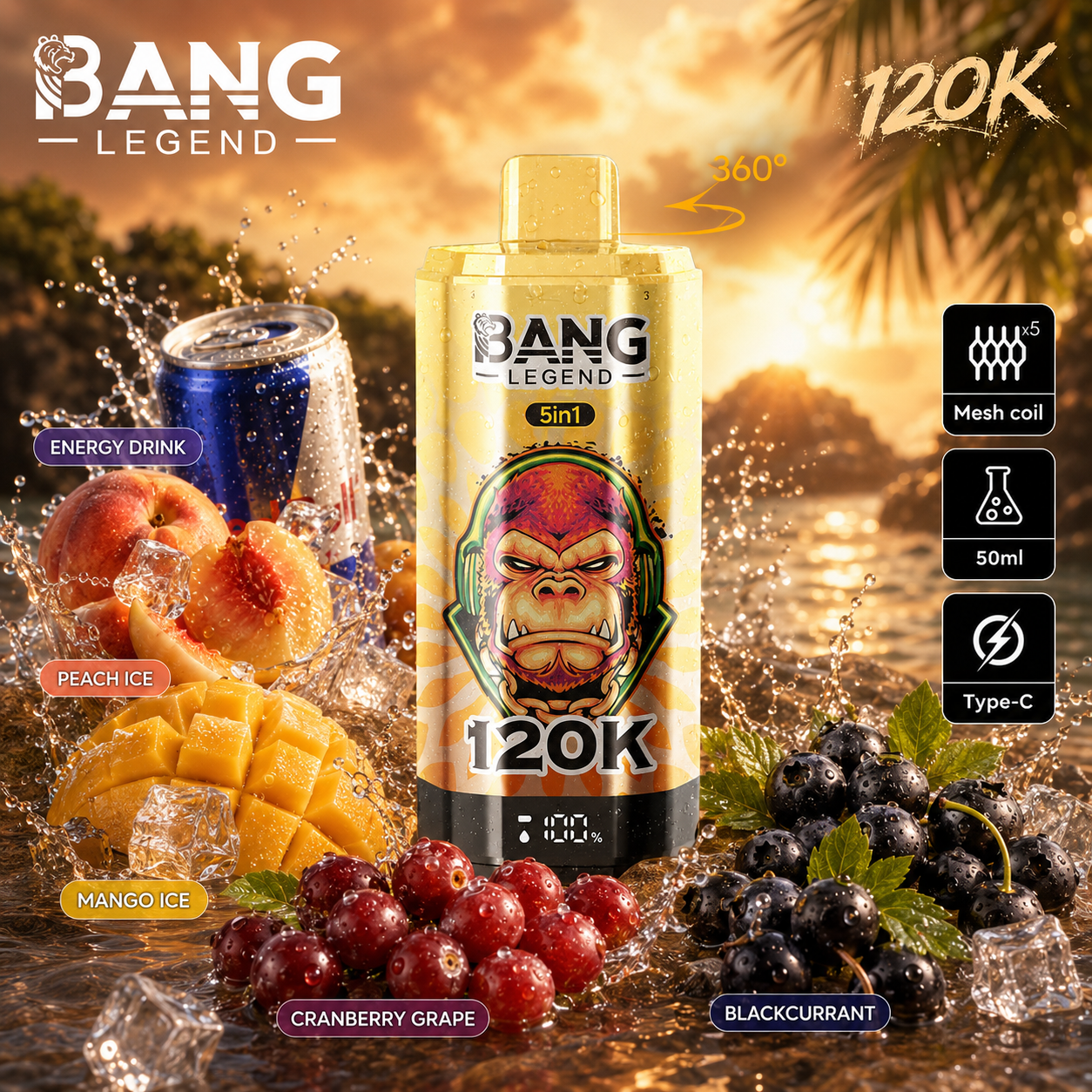 Energeťák + Ľadová broskyňa + Ľadové mango + Brusnica a hrozno + Čierne ríbezle