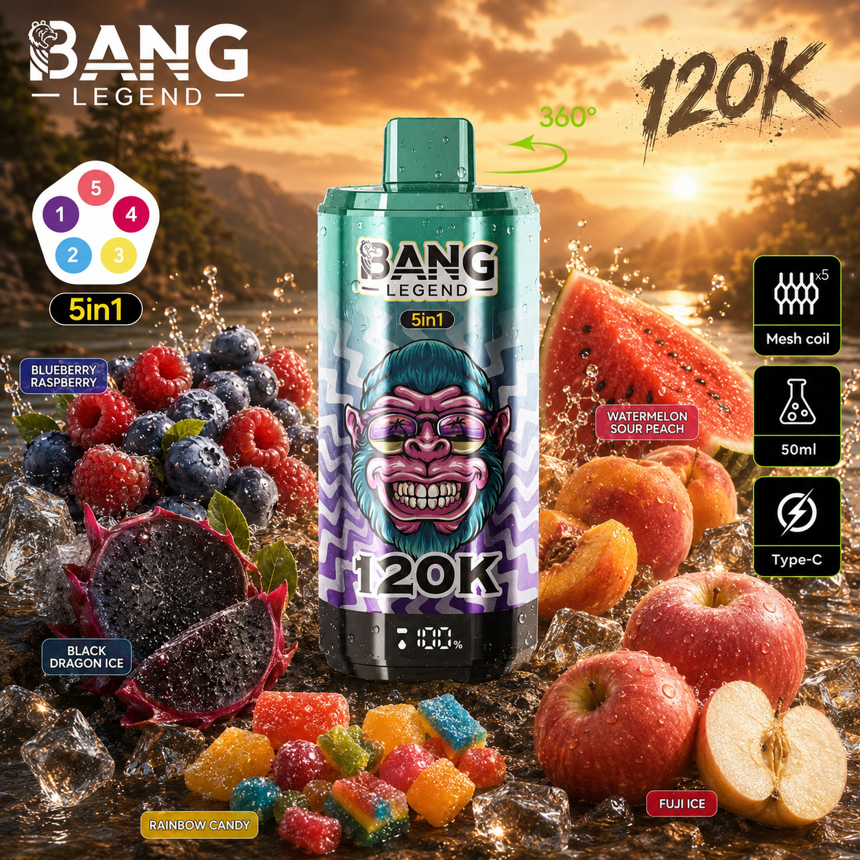 Bang jednorazová vape 120 000 potiahnutí (120 tisíc potiahnutí)​