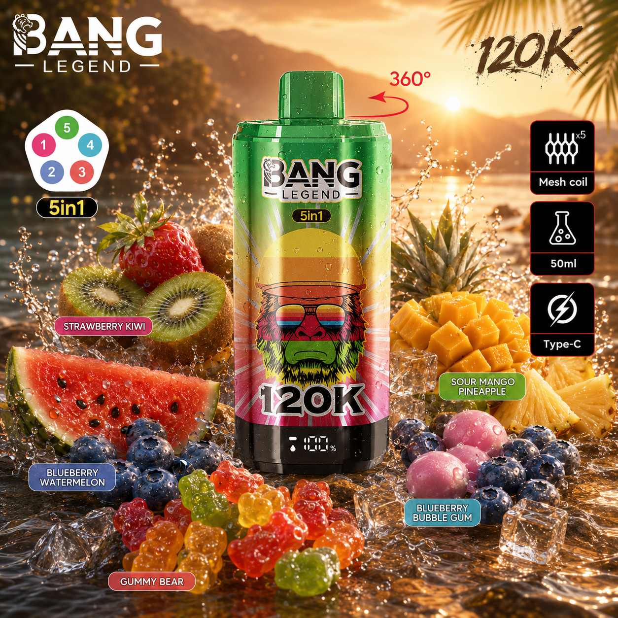 Bang jednorazová vape 120 000 potiahnutí (120 tisíc potiahnutí)​