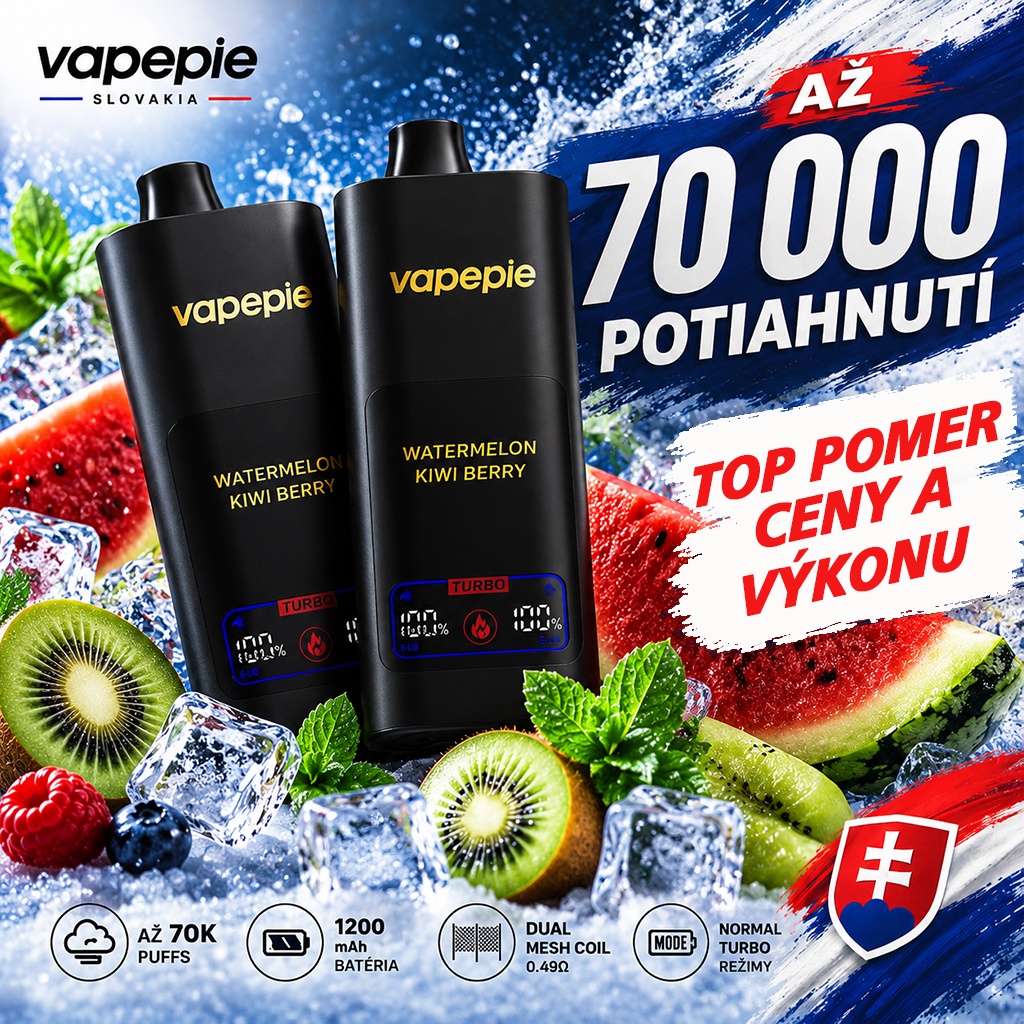 ⭐⭐⭐⭐⭐VAPEPIE Mega 70000 Potiahnutí– Obrovská para a dlhotrvajúci výkon