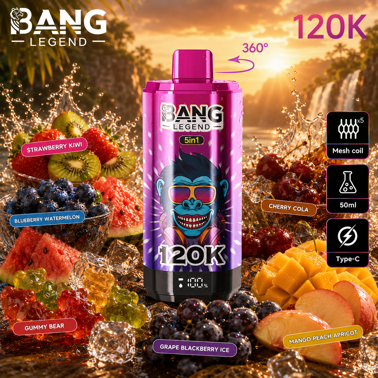 Bang jednorazová vape 120 000 potiahnutí (120 tisíc potiahnutí)​