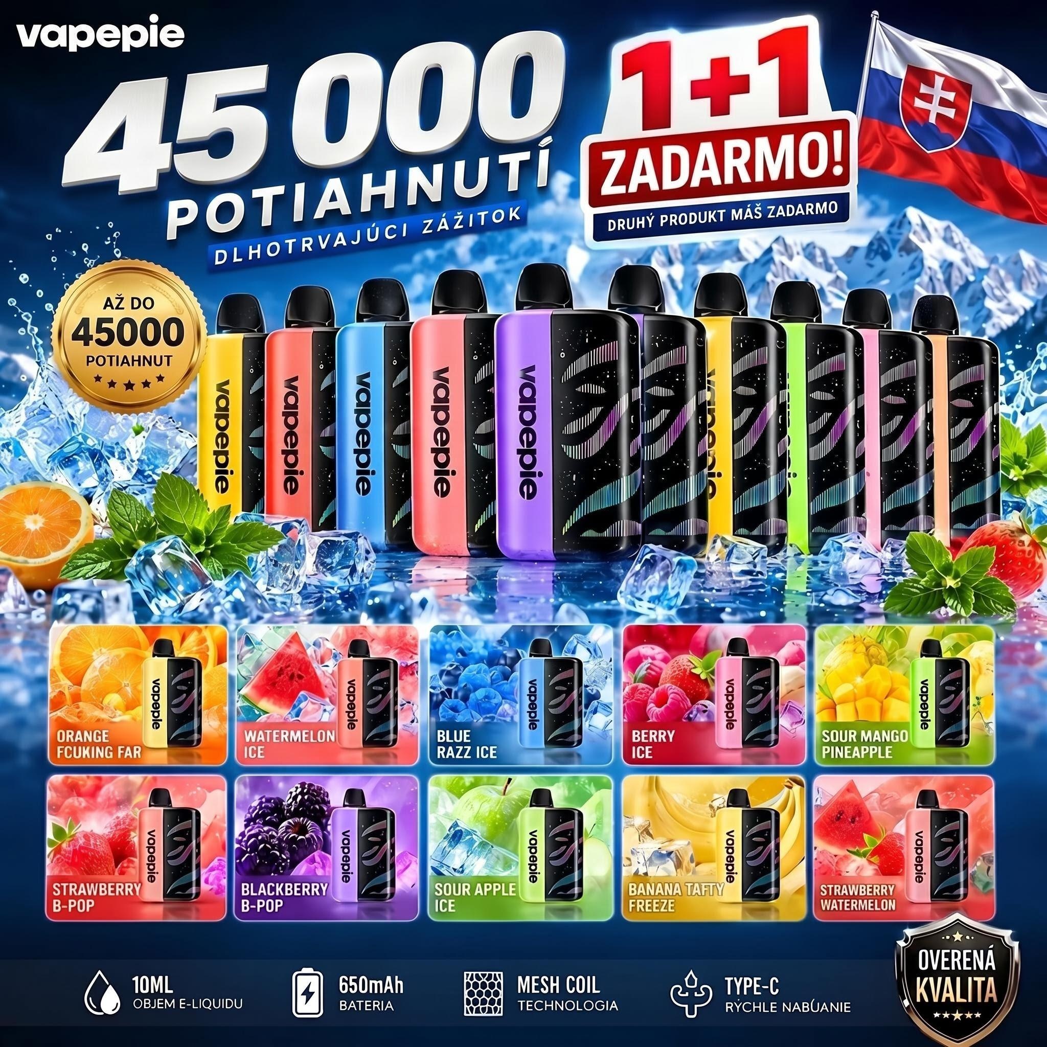  Bobulová Ledová💥Akcia 1+1 ZADARMO!⭐⭐⭐Vapepie Galactic Gleam 45000 PUFFS 