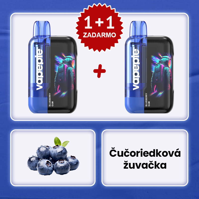 Čučoriedková Žuvačka🧑‍🚀✨Vapepie Ultra Phantom 30000 Puffs – 🎉Akcia 1+1 ZADARMO!