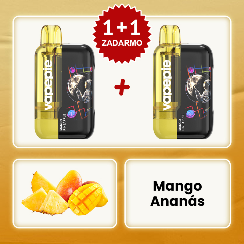 Mango Ananásová Zmes🧑‍🚀✨Vapepie Ultra Phantom 30000 Puffs – 🎉Akcia 1+1 ZADARMO!
