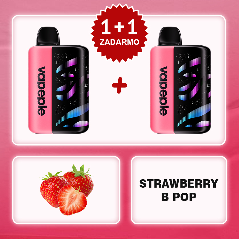 Jahodový B-Pop💥Akcia 1+1 ZADARMO!⭐⭐⭐Vapepie Galactic Gleam 45000 PUFFS 