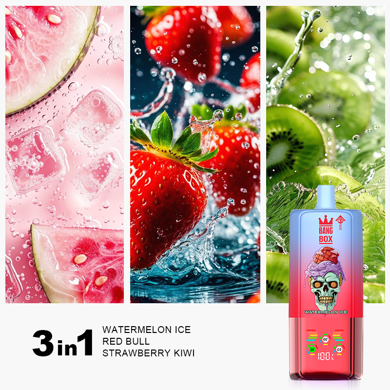 BANGBOX 80K Príchuť 05 ľadový melón energy drink jahoda kiwi 3 v 1 vape s osviežujúcou chuťou