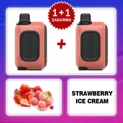 💥Akcia 1+1 ZADARMO!🔥Jahodová zmrzlina & Vapepie RO 15000 PUFFS