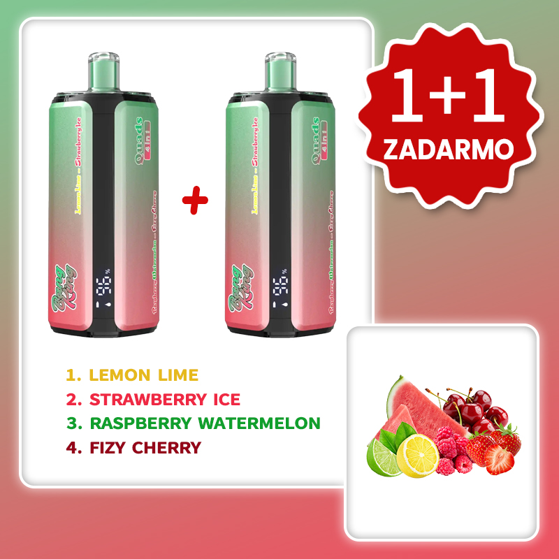 Citrón a limetka + Ľadová jahoda + Malina a melón + Šumivá višňa
