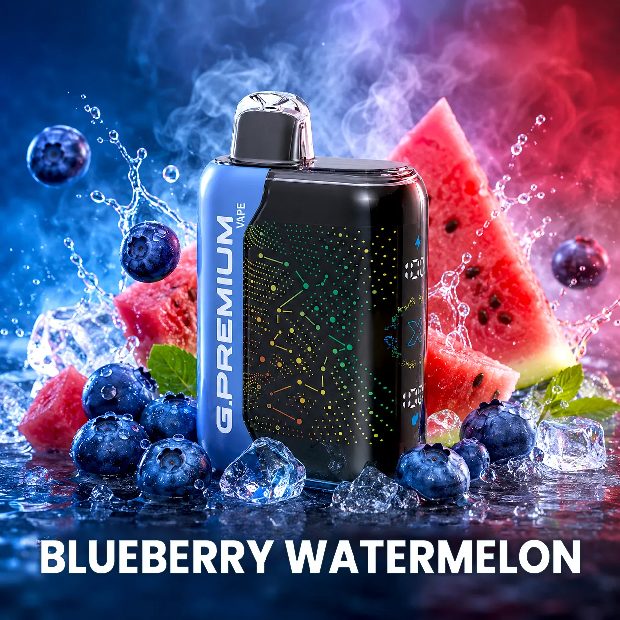 Šťavnatá Čučoriedka s Melónom 💥Akcia 1+1 ZADARMO! G.PREMIUM Vape 60 000 Potiahnutí