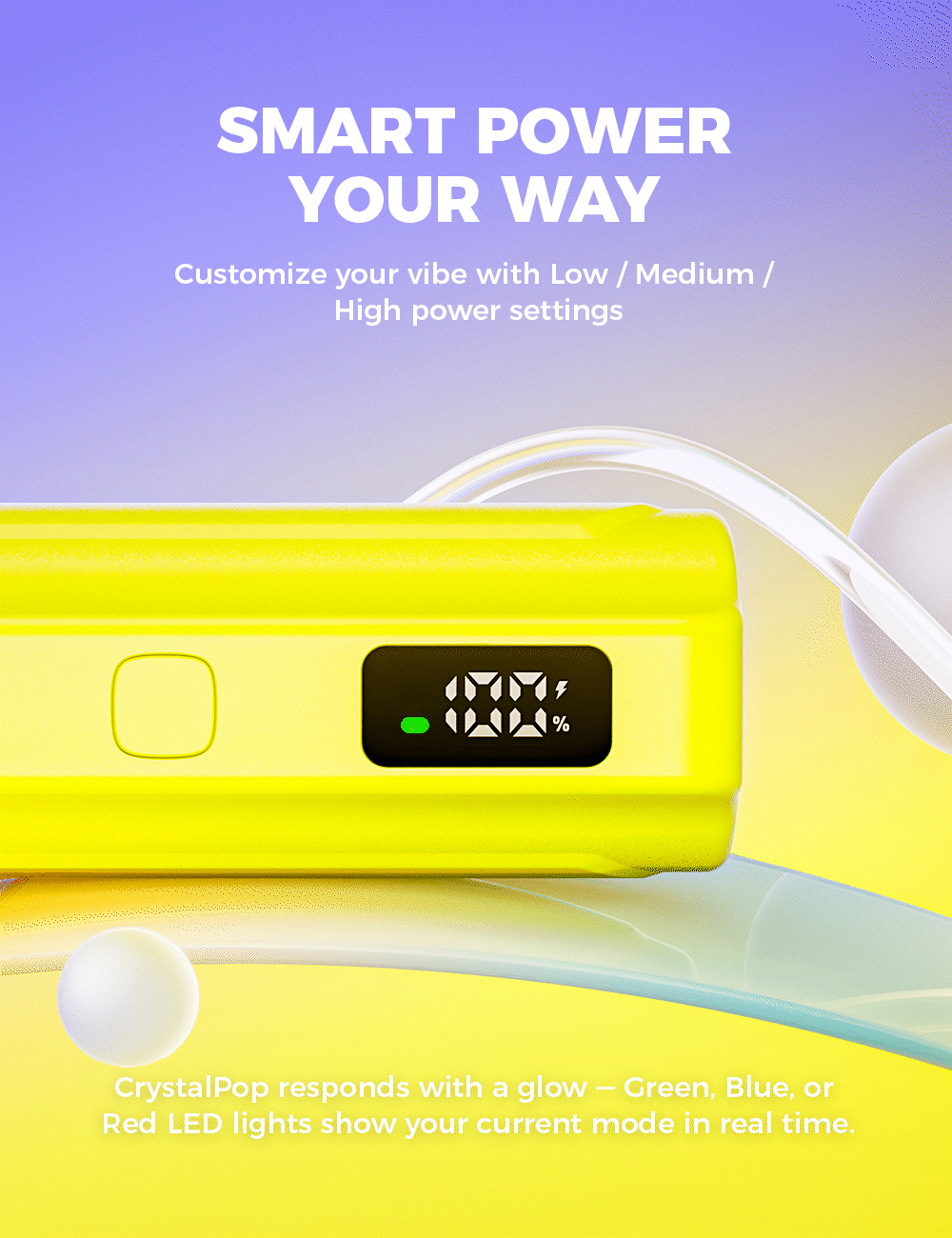 Nastaviteľn&eacute; režimy v&yacute;konu CrystalPop